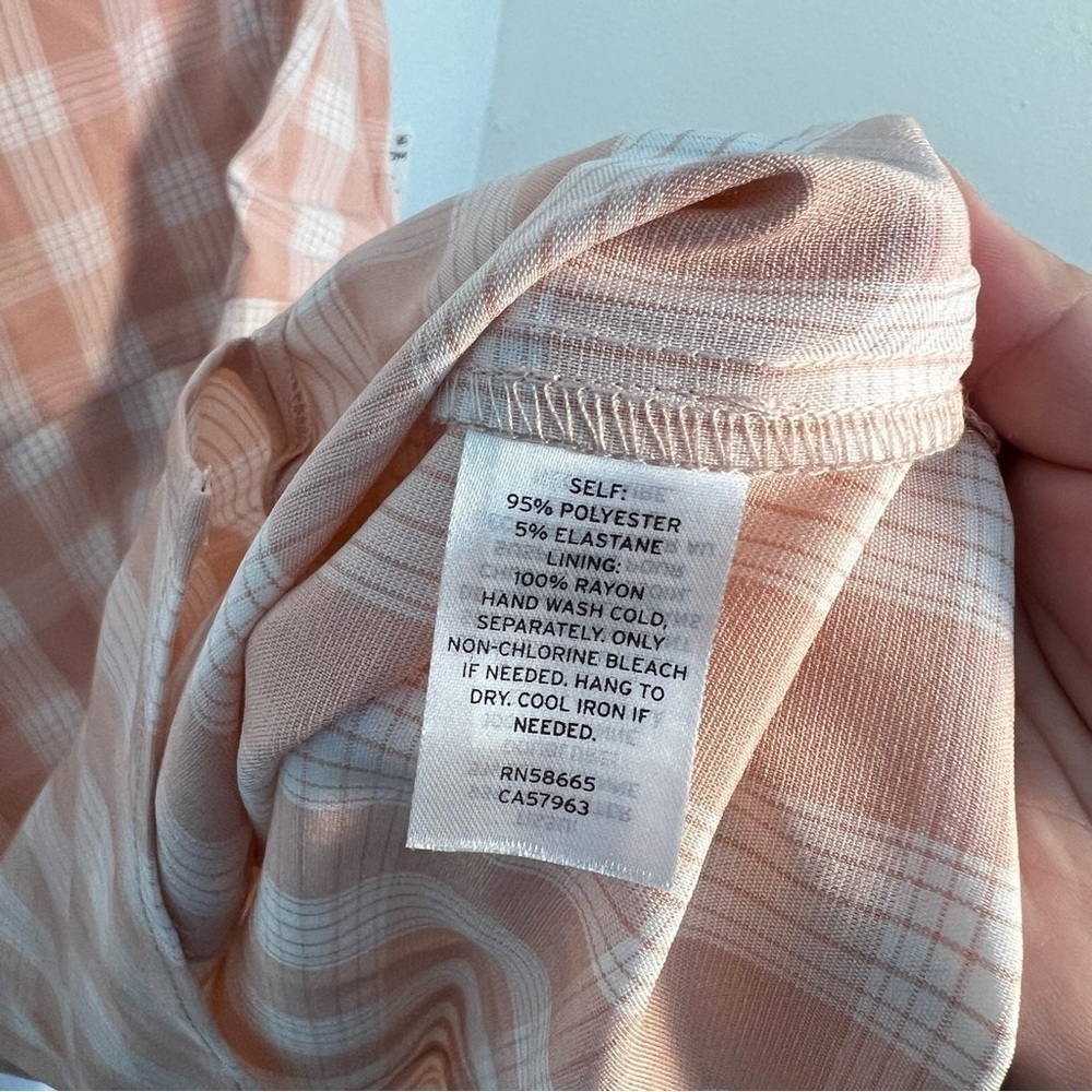 BP Women's Size Large Square Neck Sundress Coral White Gingham Plaid Stretch Y2K - Picture 14 of 14